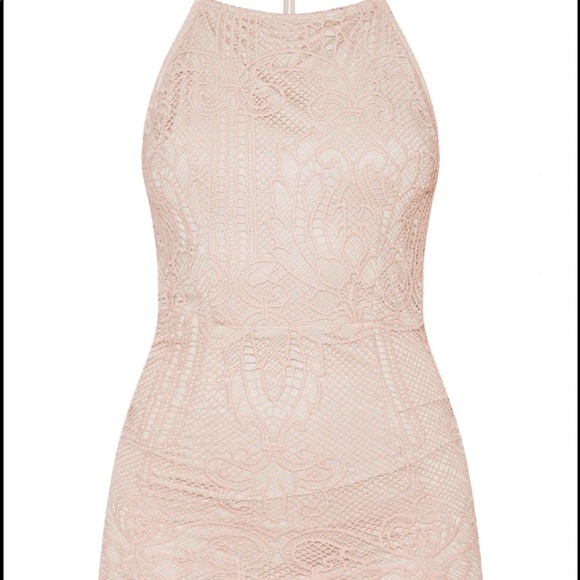 NWT PrettyLittleThing Halterneck Strappy Back Lace Mini Dress, Size 2 - Picture 4 of 16